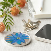 Blue Flower Key Ring Sleutelhanger (Zijkant)