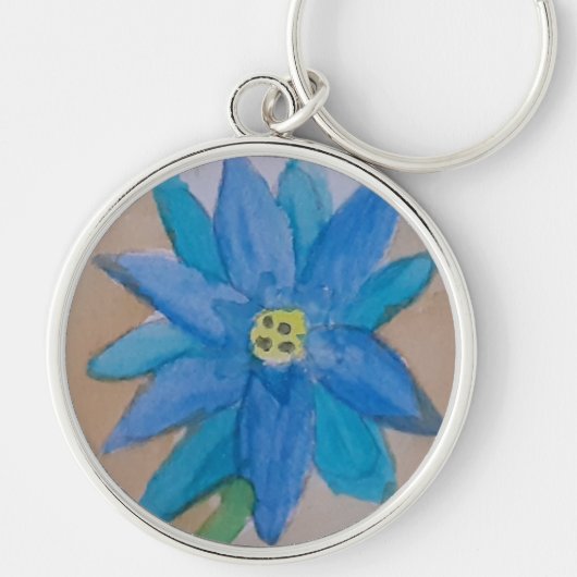 Blue Flower Key Ring Sleutelhanger (Voorkant)