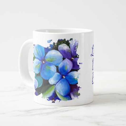 Blue flower Let your dream blossom mug Grote Koffiekop (Links)