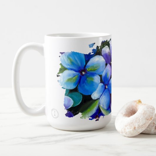 Blue flower Love is the answer love mug Koffiemok (Met donut)