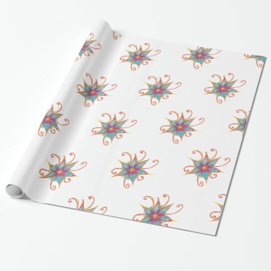 Blue Flower Mandala Cadeaupapier (Uitgerold)