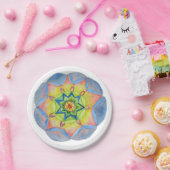 Blue Flower Mandala Custom Paper Bord 7 in (Feest)