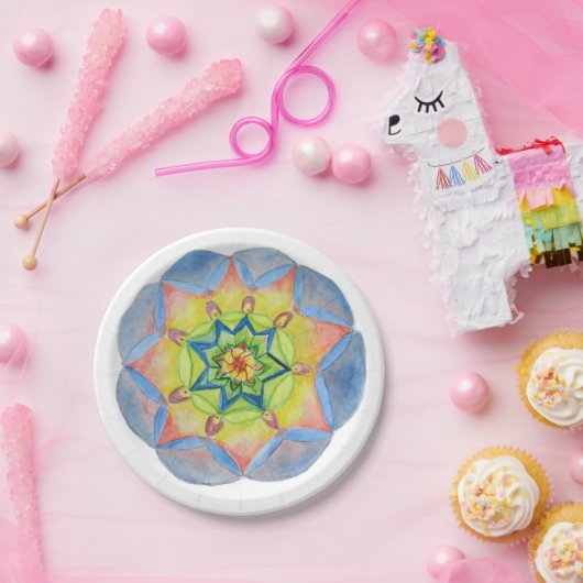 Blue Flower Mandala Custom Paper Bord 7 in (Feest)