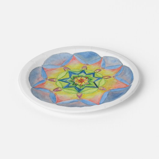 Blue Flower Mandala Custom Paper Bord 7 in (Gekanteld)