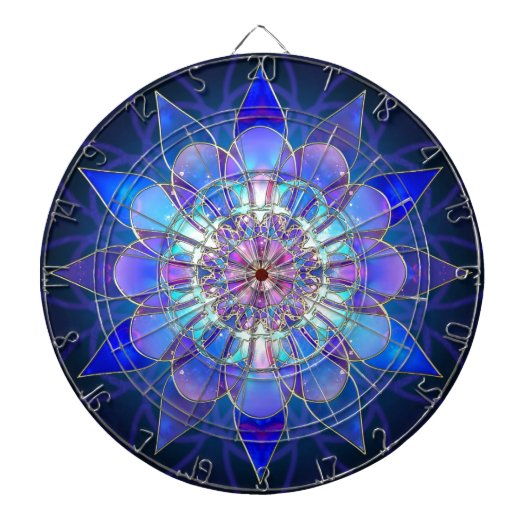 Blue Flower Mandala Fractal Dartbord (Voorkant)
