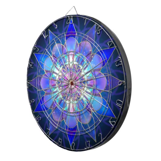 Blue Flower Mandala Fractal Dartbord (Voorkant Rechts)