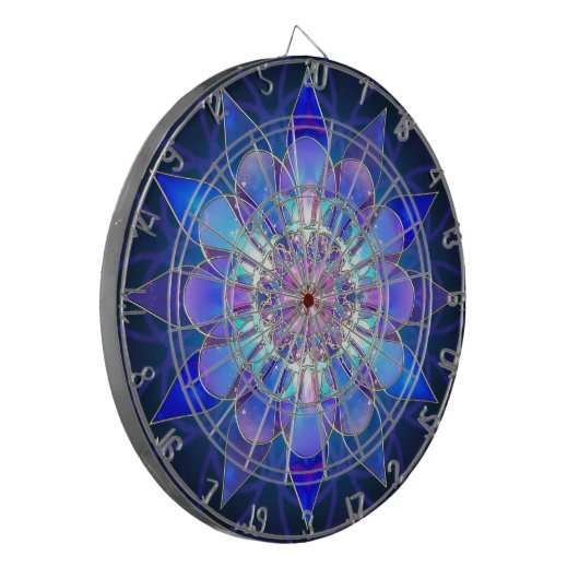 Blue Flower Mandala Fractal Dartbord (Voorkant Links)