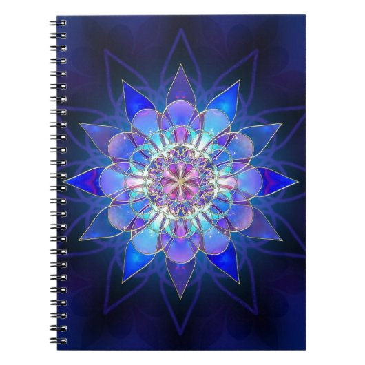 Blue Flower Mandala Fractal Notitieboek (Voorkant)