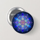 Blue Flower Mandala Fractal Ronde Button 5,7 Cm (Voorkant /achterkant)