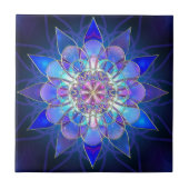 Blue Flower Mandala Fractal Tegeltje (Voorkant)