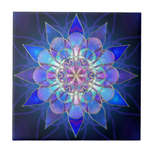 Blue Flower Mandala Fractal Tegeltje