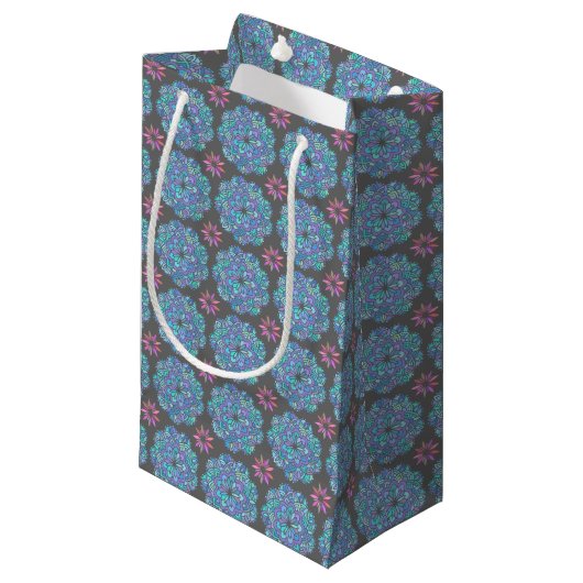 Blue Flower Mandala Klein Cadeauzakje (Voorkant Gekanteld)