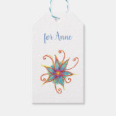 Blue Flower Mandala persoonlijk op maat Cadeaulabel (Voorkant)