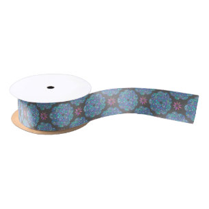 Blue Flower Mandala Satijnen Lint