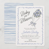 Blue Flower Market Boerderij Baby shower Invitatio Kaart (Voorkant / Achterkant)