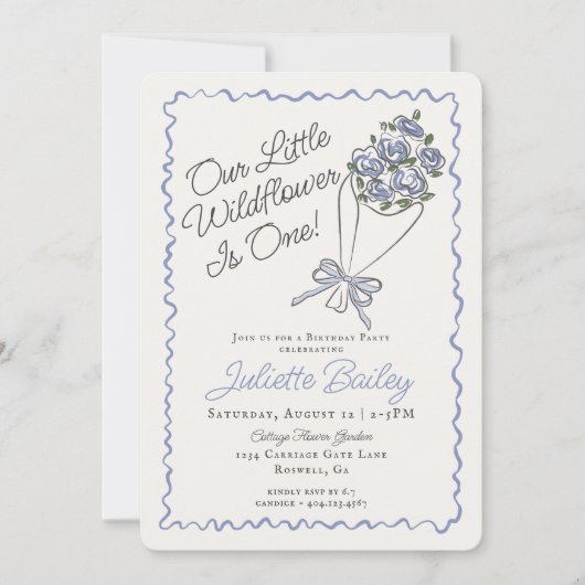 Blue Flower Market Boerderij FBirthday Invitation Kaart (Voorkant)