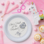 Blue Flower Market Fresh Floral Vrijgezellenfeest Papieren Bordje (Feest)