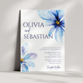 Blue Flower Minimalistische elegante bruiloft Kaart