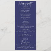 Blue Flower Minimalistische elegante bruiloft Programmakaart (Achterkant)