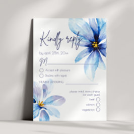 Blue Flower Minimalistische Menu Keuze Bruiloft RS