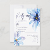 Blue Flower Minimalistische Menu Keuze Bruiloft RS (Voorkant)