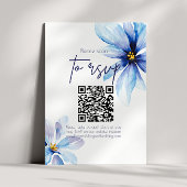 Blue Flower Minimalistische QR CODE bruiloft RSVP Kaartje