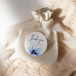 Blue Flower Minimalistische Waterverf Bedankt Ronde Sticker