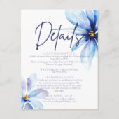Blue Flower Minimalistische Waterverf bruiloft det Informatiekaartje (Voorkant)