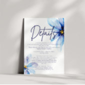 Blue Flower Minimalistische Waterverf bruiloft det Informatiekaartje