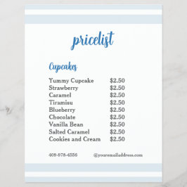Blue Flower Mixer Cupcake Prijslijst Flyer