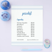 Blue Flower Mixer Cupcake Prijslijst Flyer (Enkel)