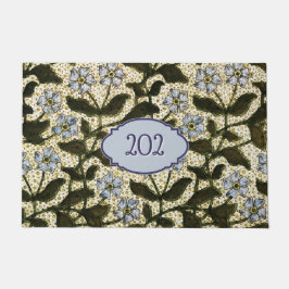 Blue Flower Mosaic  botanical - nummer toevoegen Deurmat