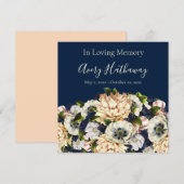 Blue Flower Navy Background Funeral Memorial (Voorkant / Achterkant)