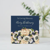 Blue Flower Navy Background Funeral Memorial (Staand voorkant)