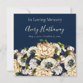 Blue Flower Navy Background Funeral Memorial (Voorkant)