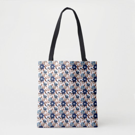 Blue Flower Pattern Tas | Stijlvolle dagelijkse ta (Voorkant)
