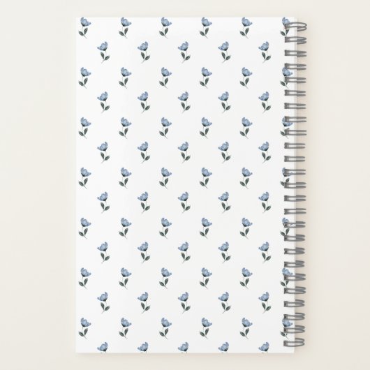 Blue Flower Personalized Journal Notebook Notitieboek (Achterkant)