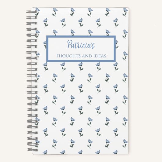 Blue Flower Personalized Journal Notebook Notitieboek (Voorkant)