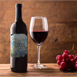 Blue Flower Petals persoonlijk Vrijgezellenfeest Wijn Etiket