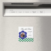 Blue Flower Photo Lijst Sla de datum op Magneet (Insitu (Vaatwasser))