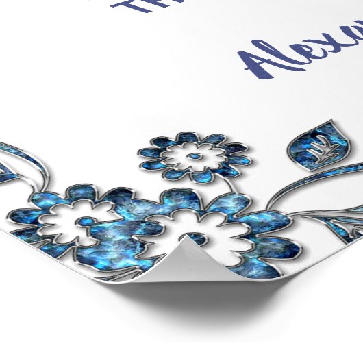 Blue Flower Pick a Seat not a Side Wedding Poster (Hoek)