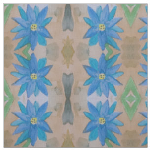 Blue Flower Pima Cotton Fabric Stof