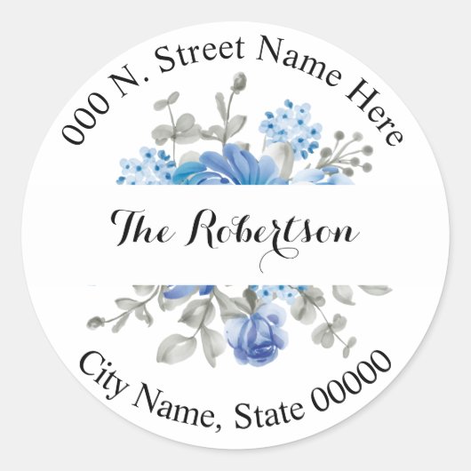 Blue Flower Return-adres Ronde Sticker (Voorkant)