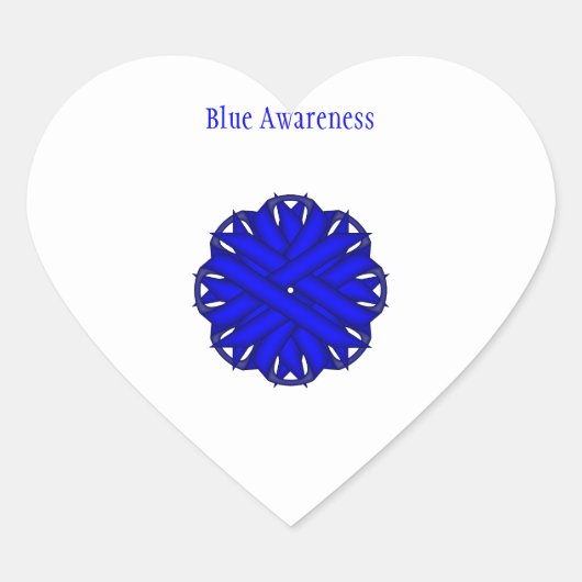 Blue Flower Ribbon van Kenneth Yoncich Hart Sticker (Voorkant)