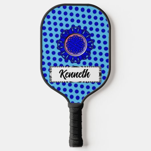 Blue Flower Ribbon van Kenneth Yoncich Pickleball Paddle (Voorkant)