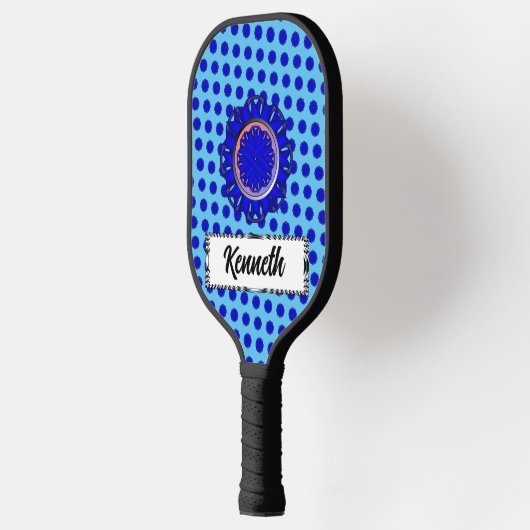 Blue Flower Ribbon van Kenneth Yoncich Pickleball Paddle (Links)