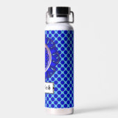 Blue Flower Ribbon van Kenneth Yoncich Waterfles (Achterkant)