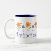 Blue Flower School Principal Cadeau Tweekleurige Koffiemok (Links)