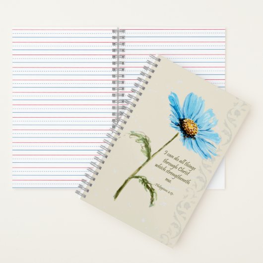 Blue Flower Scripture Journal Notitieboek (Binnen)