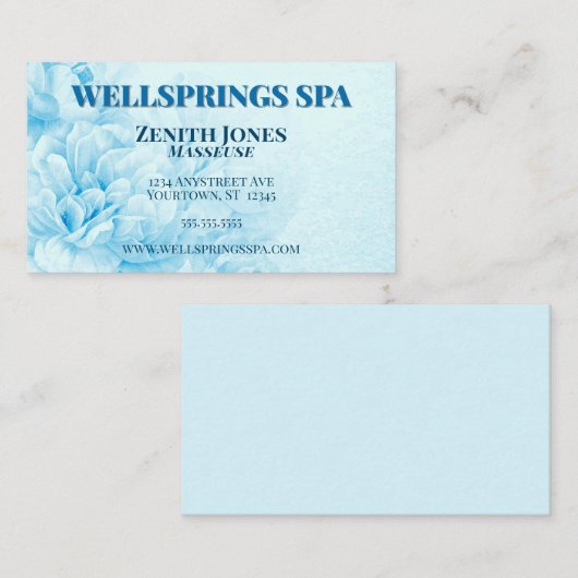 Blue Flower Spa Massage Visitekaartje (Voorkant / Achterkant)